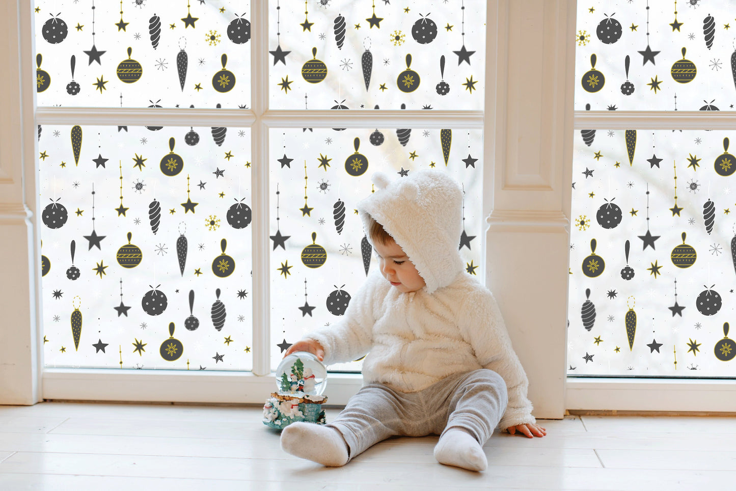 Christmas Baubles Decorative Window Stickers Film Window Privacy Film, Xmas Decorations Holiday Festive