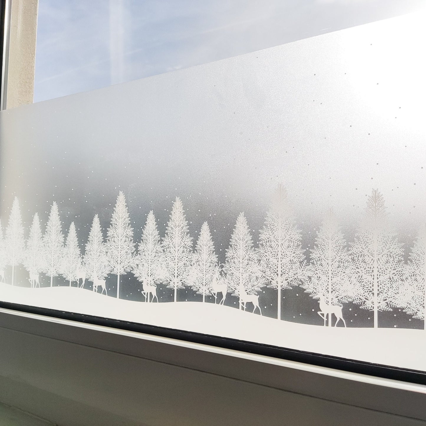 Christmas Window Privacy Film WIndow Decal Sticker Film winter Forest Trees Reindeers