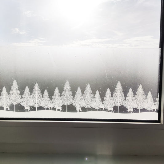 Christmas Window Privacy Film WIndow Decal Sticker Film winter Forest Trees Reindeers