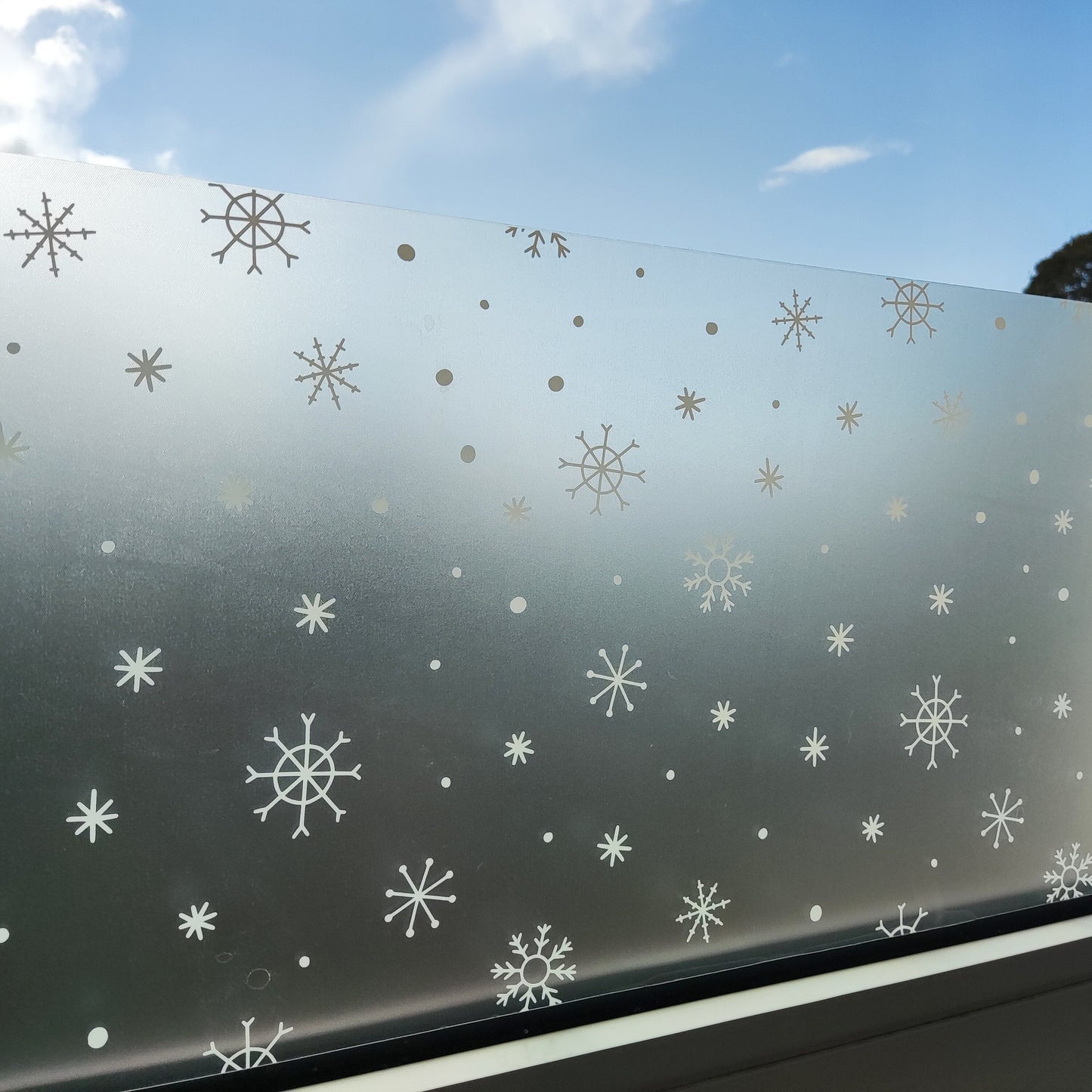 Hand Drawn Snowflakes Christmas Window Privacy Sticker, Christmas Window Decals