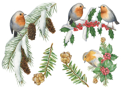 Robin Window Sticker, Christmas Window Decal, Christmas Decoration, Holiday Window Decorations, Holiday Decor
