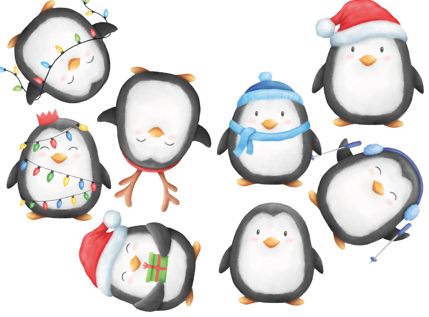 Cute Penguins Christmas Window Decals, Penguin Window Stickers, Xmas Decor, Holiday Window Decals, Christmas Decorations