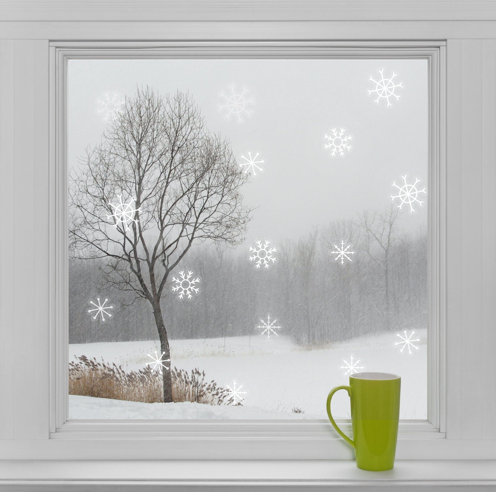 Reusable Snowflakes Christmas Window Stickers Decorations Window Decal