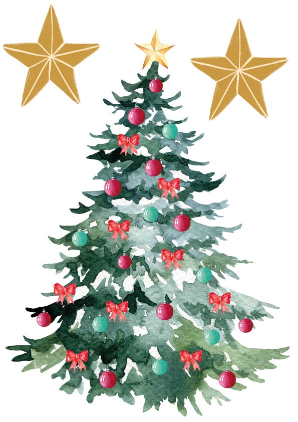 Snowy Christmas Trees & Stars Window Stickers Decals Xmas Decorations