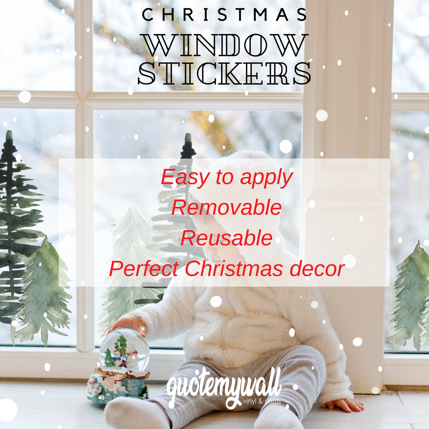 Decorative Christmas Trees And Buntings Christmas Window Decal Stickers