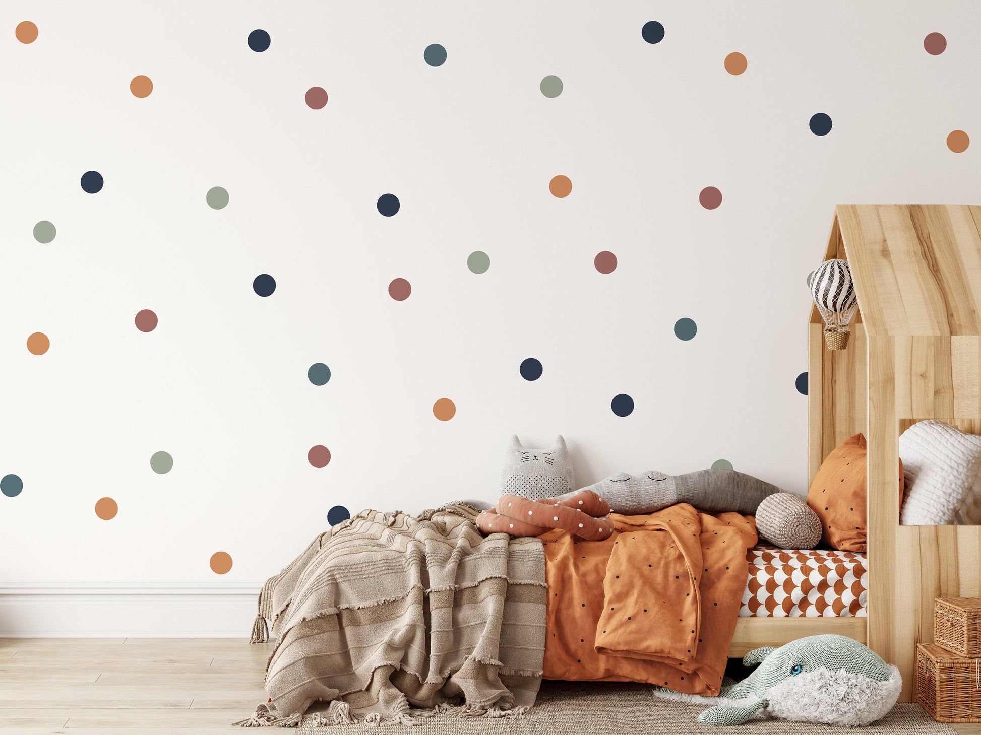 80 Boho Chic Rounded Polka Dot Wall Sticker Decals, Nursery Wall Stickers, Childrens Wall Stickers, Kids Wall Decals