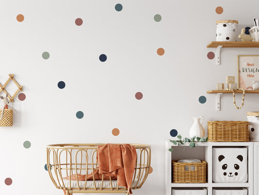 80 Boho Chic Rounded Polka Dot Wall Sticker Decals, Nursery Wall Stickers, Childrens Wall Stickers, Kids Wall Decals