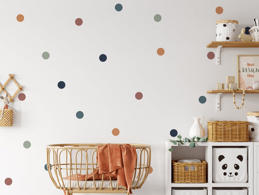 80 Boho Chic Rounded Polka Dot Wall Sticker Decals, Nursery Wall Stickers, Childrens Wall Stickers, Kids Wall Decals