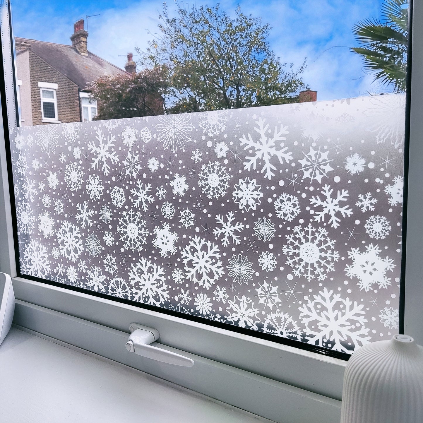 Snowflakes Christmas Window Privacy Film Sticker - Removable & Reusable Frosted Xmas Decal