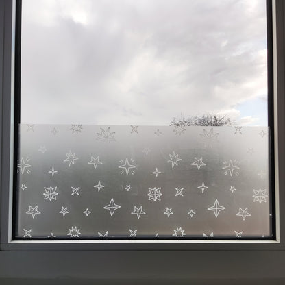 Hand Drawn Snowflakes Christmas Window Privacy Sticker, Christmas Window Decals