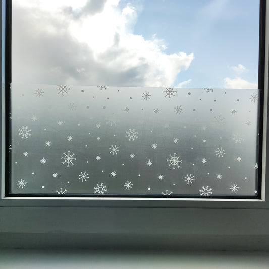 Hand Drawn Snowflakes Christmas Window Privacy Sticker, Christmas Window Decals