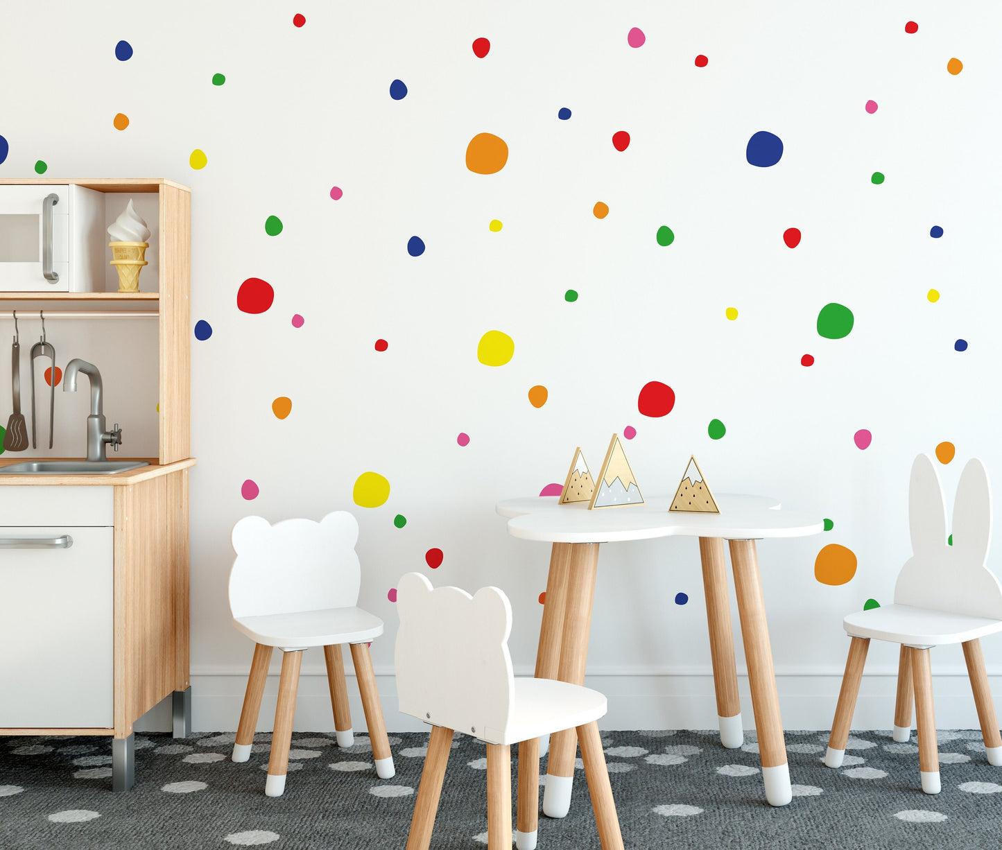 Multi Colour Polka Dot Blob Wall Stickers Dots Decals For Kids Room Nursery Children's Decor Removable 150 Pack