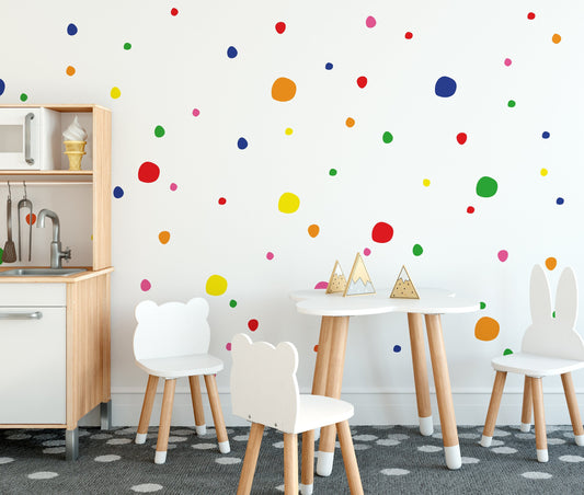 Multi Colour Polka Dot Blob Wall Stickers Dots Decals For Kids Room Nursery Children's Decor Removable 150 Pack