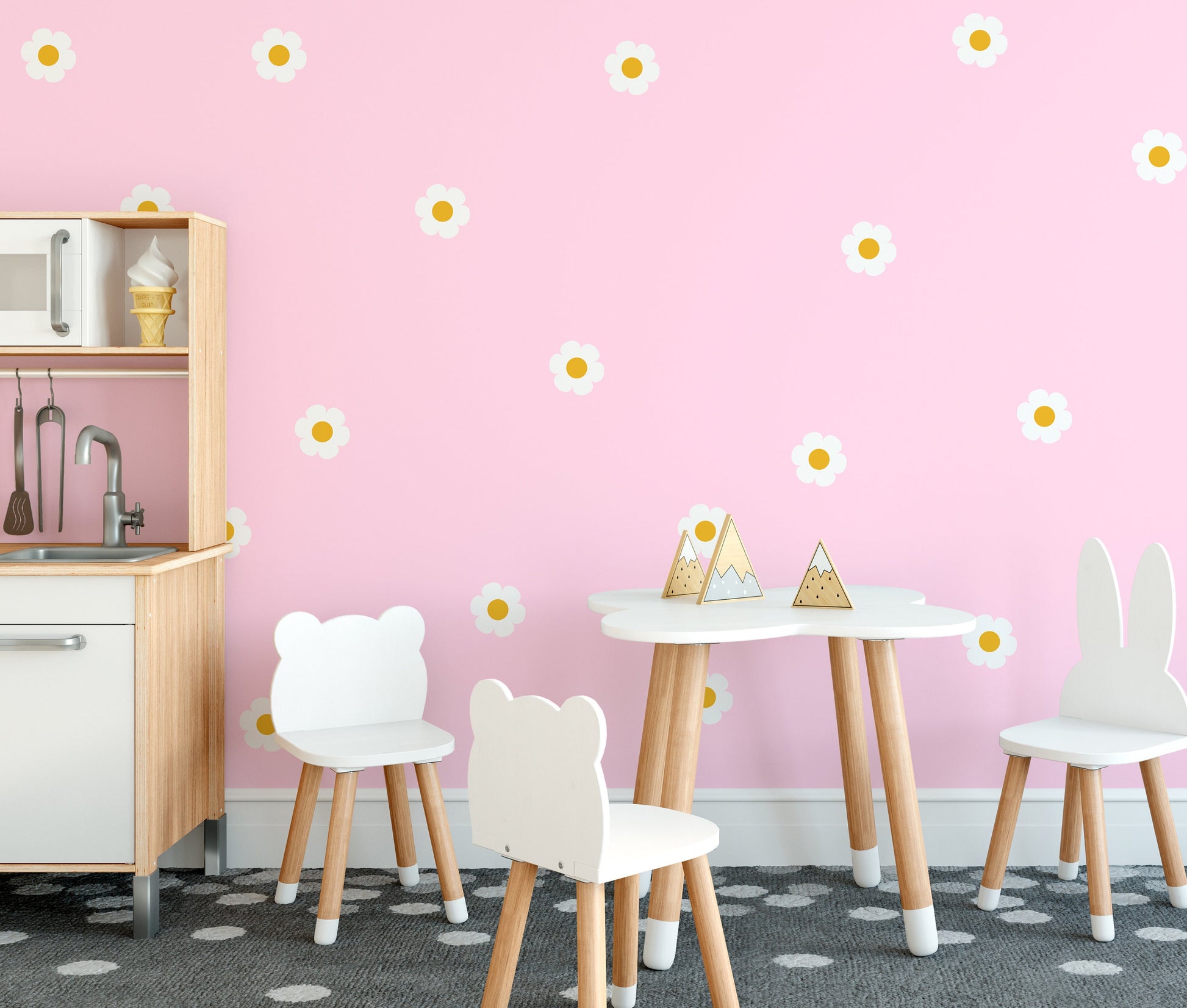 52 Daisy Flowers Floral Wall Stickers For Nursery Kids Rooms Removable Daisies Decals