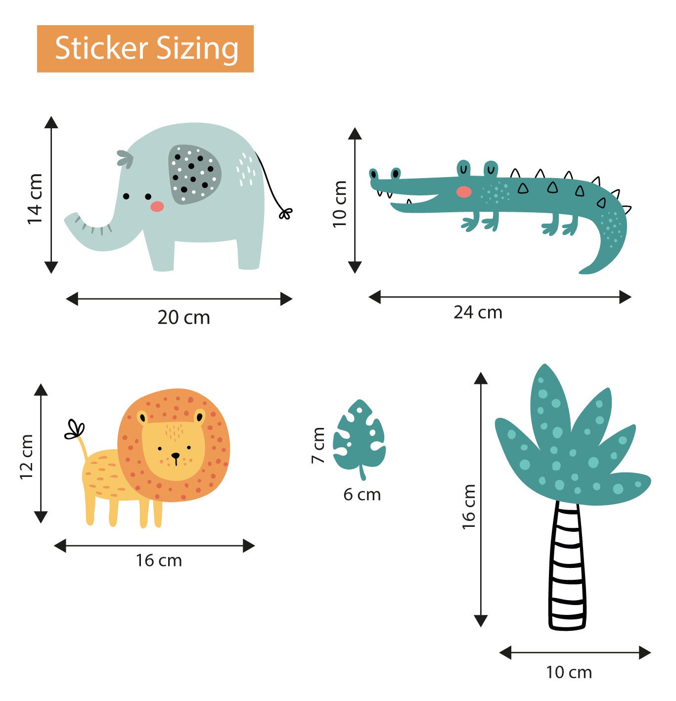 Children's Wall Stickers Safari Animals Lion Tiger Elephant Giraffe Decals For Kids Rooms Nursery Wall Art