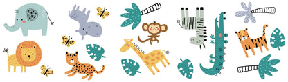 Children's Wall Stickers Safari Animals Lion Tiger Elephant Giraffe Decals For Kids Rooms Nursery Wall Art