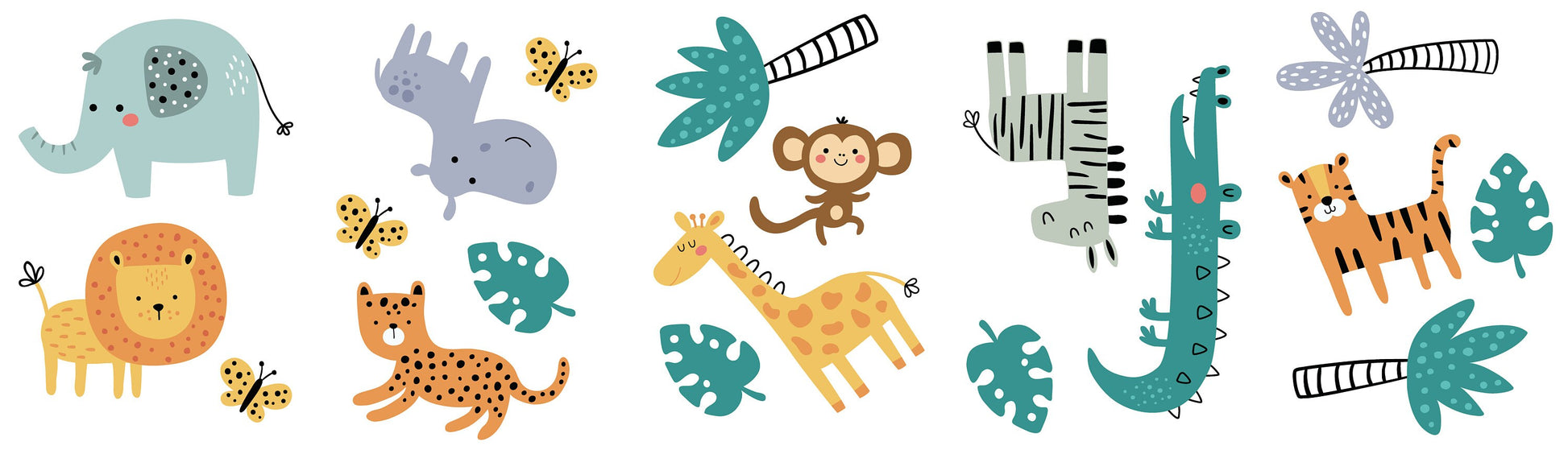 Safari Animals Wall Decal Stickers For Kids Nursery Rooms