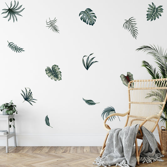 Botanical Tropical Leaf Leaves Wall Stickers Decals