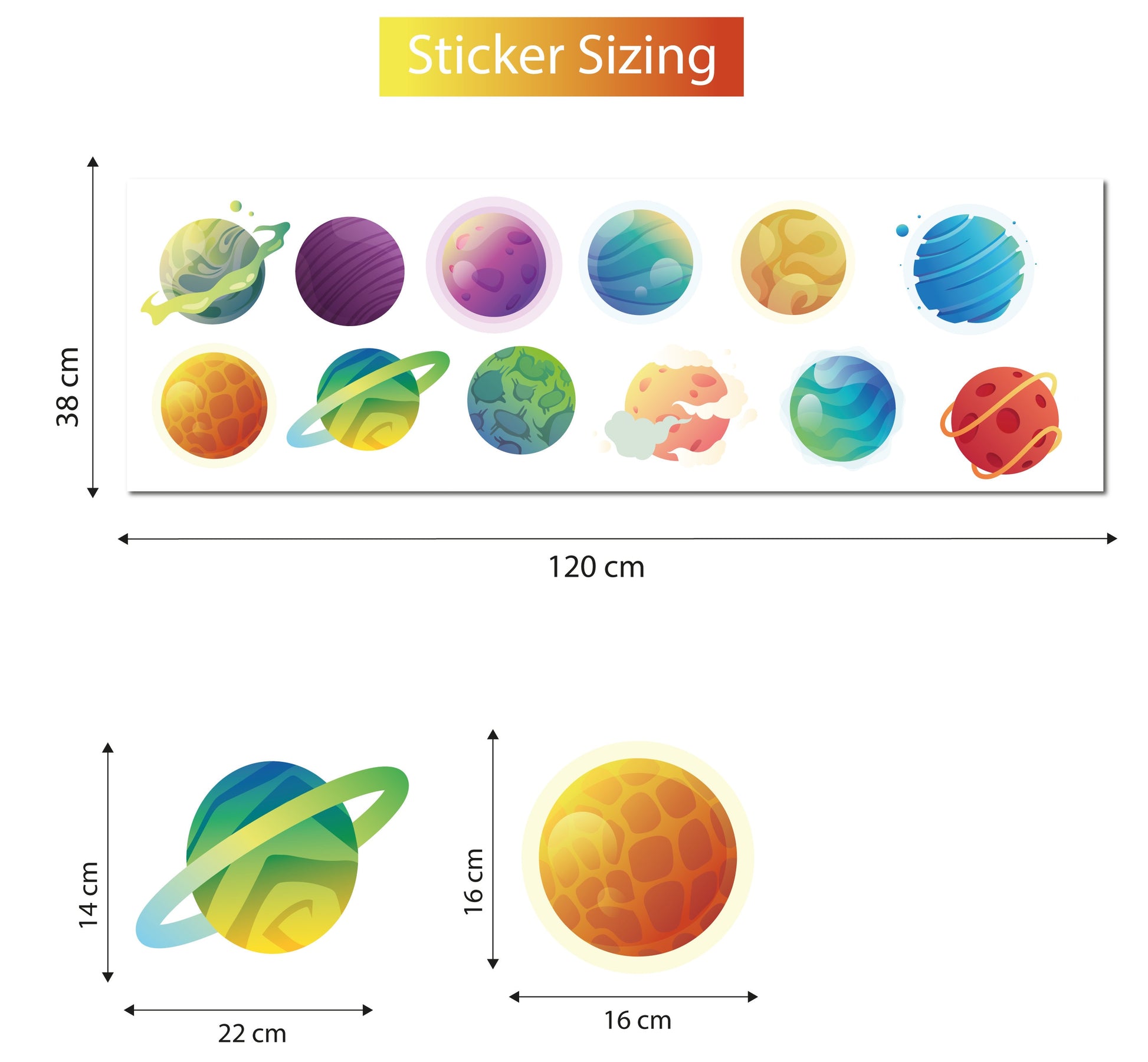 Planets Space Childrens Wall Decal Stickers