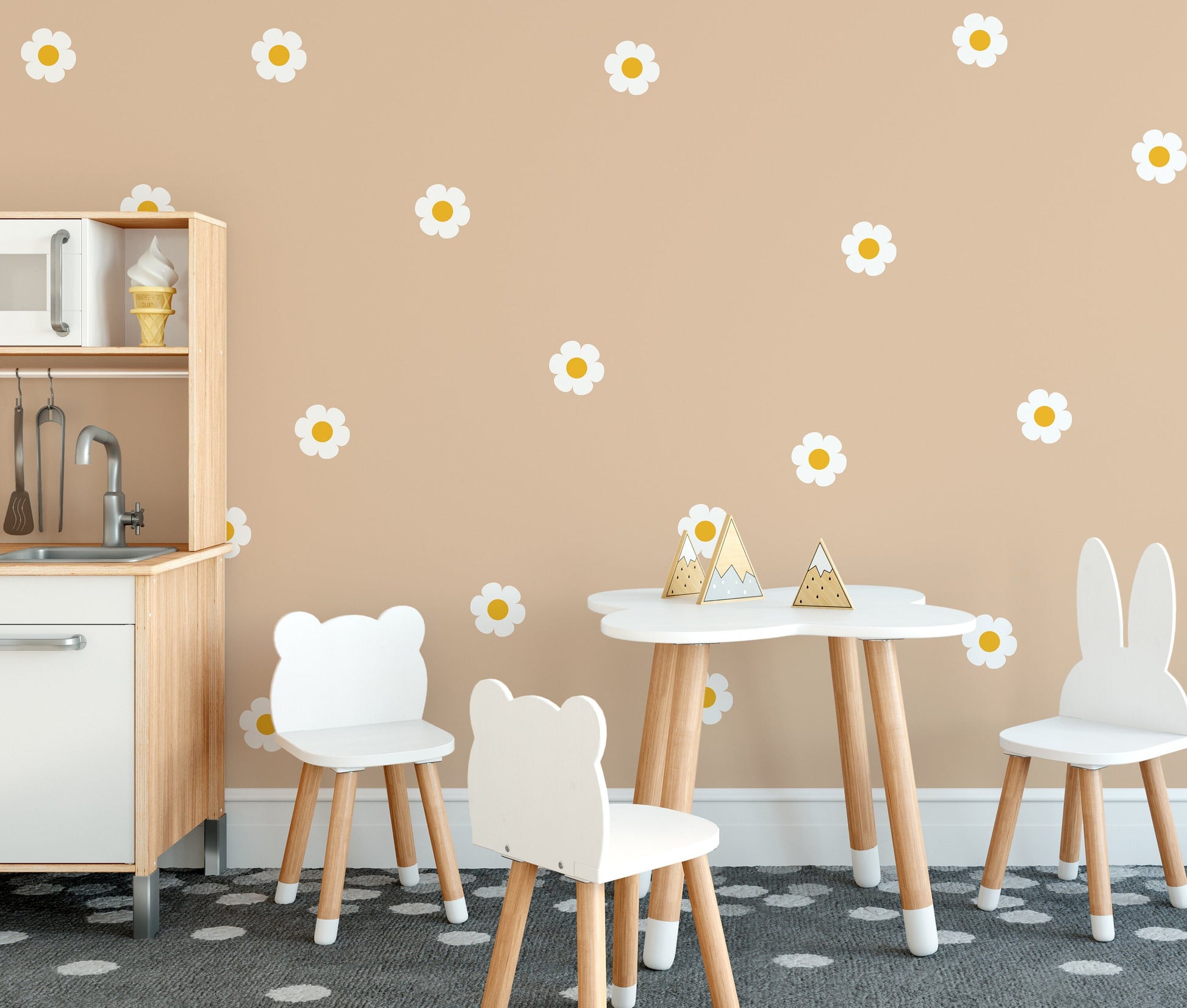 52 Daisies Daisy Wall Decal Stickers, Daisy Wall Art, Nursery Wall Stickers, Wall Stickers For Kids Bedrooms