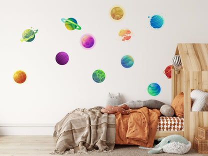 Outer Space Planets Kids Wall Art Stickers Removable Peel & Stick Wall Art