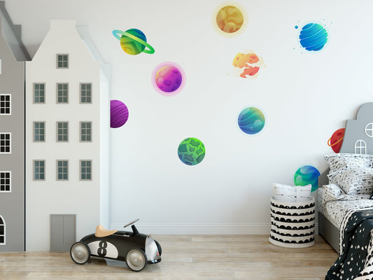 Outer Space Planets Kids Wall Art Stickers Removable Peel & Stick Wall Art