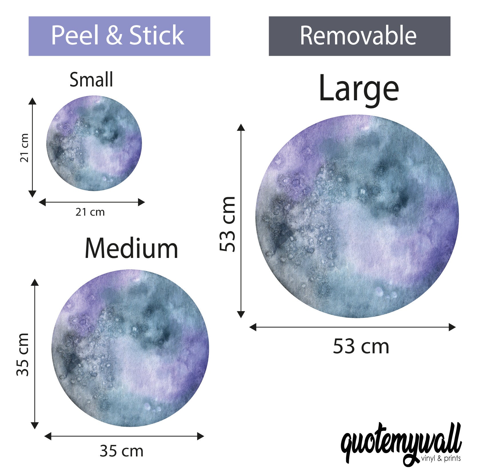 Kids Wall Sticker Moon Wall Decal Purple Celestial Wall Art