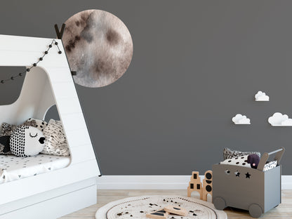 Full Moon Watercolour Detailed Wall Sticker Decal Grey White, Space Wall Sticker, Moon Wall Stickers