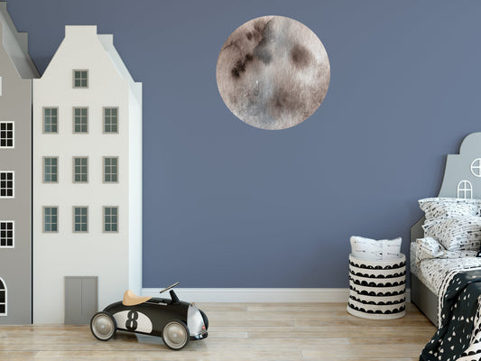 Full Moon Watercolour Detailed Wall Sticker Decal Grey White, Space Wall Sticker, Moon Wall Stickers