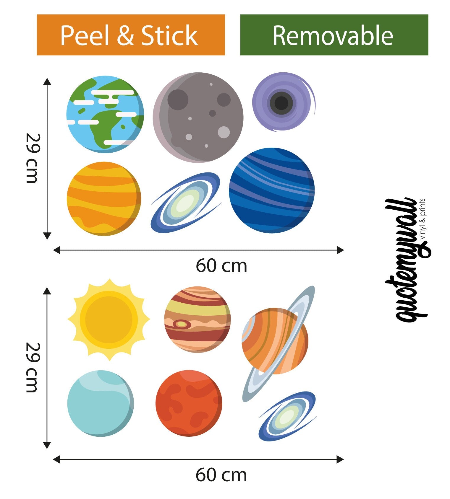 Kids Outer Space Planetsd Wall Sticker Decals