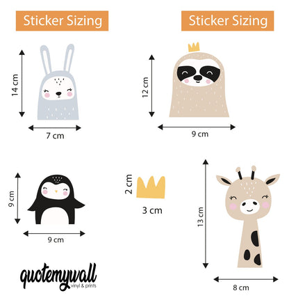 Boho Chic, Cute Animal Wall Stickers, Kids Wall Stickers, Safari Wall Decals, Boho Wall Art Stickers, Animal Wall Art