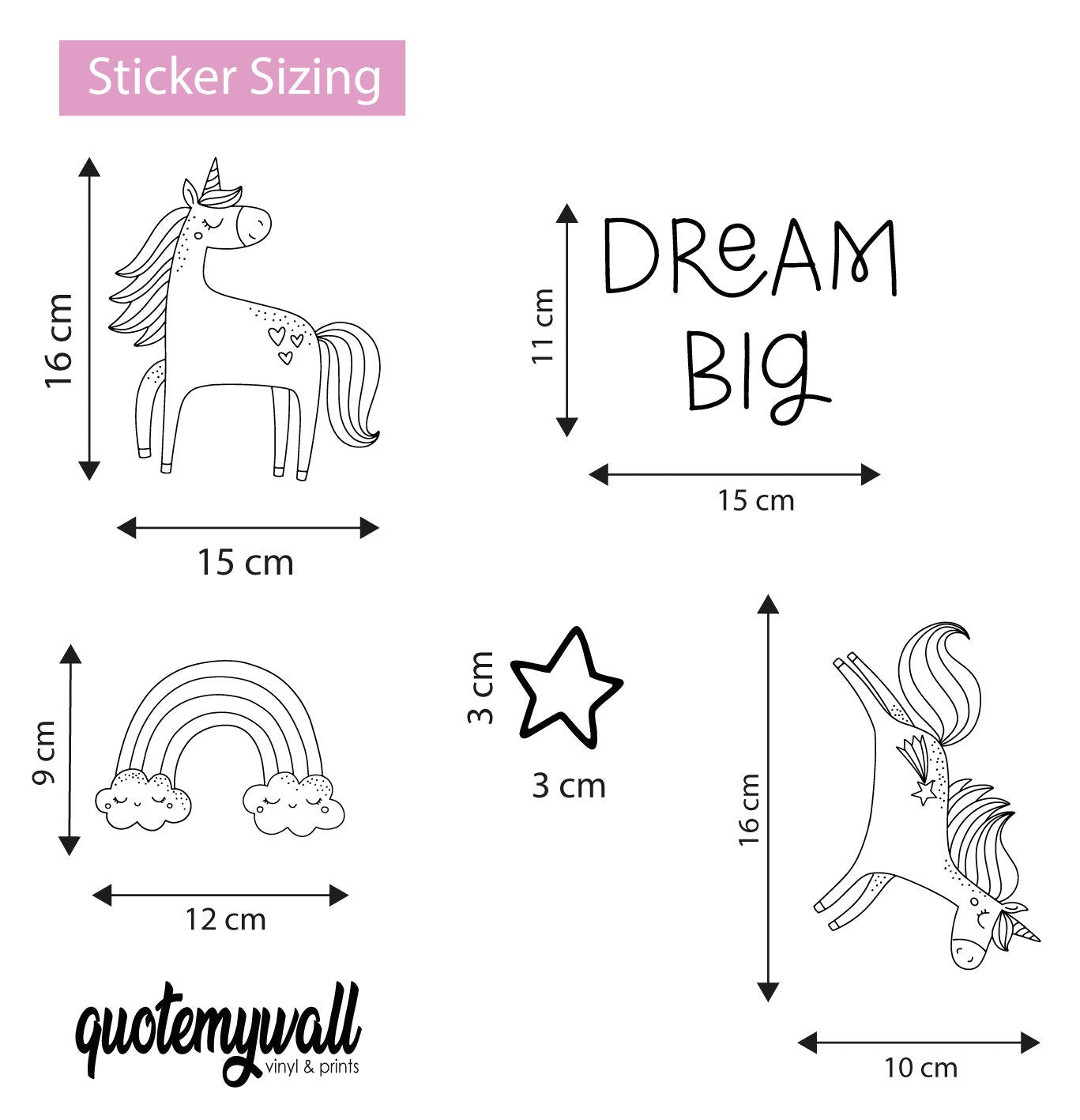 Dream Big Unicorn Nursery Wall Stickers, Unicorn Wall Decals, Magical Wall Art, Girls Wall Stickers, Wall Decals For Girls