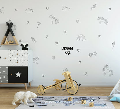 Dream Big Unicorn Nursery Wall Stickers, Unicorn Wall Decals, Magical Wall Art, Girls Wall Stickers, Wall Decals For Girls