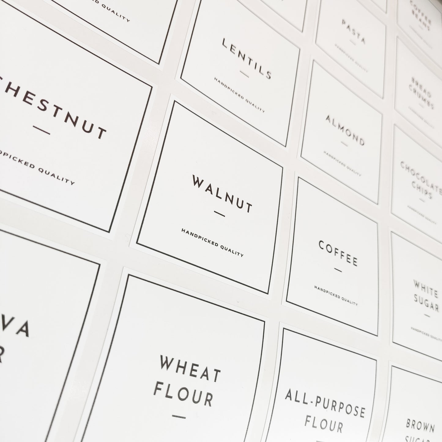 Kitchen Organisation Pantry Labels, Personalised Storage Stickers For Jars, Home Collection, White Modern Pasta Labels, Tea & Coffee Labels
