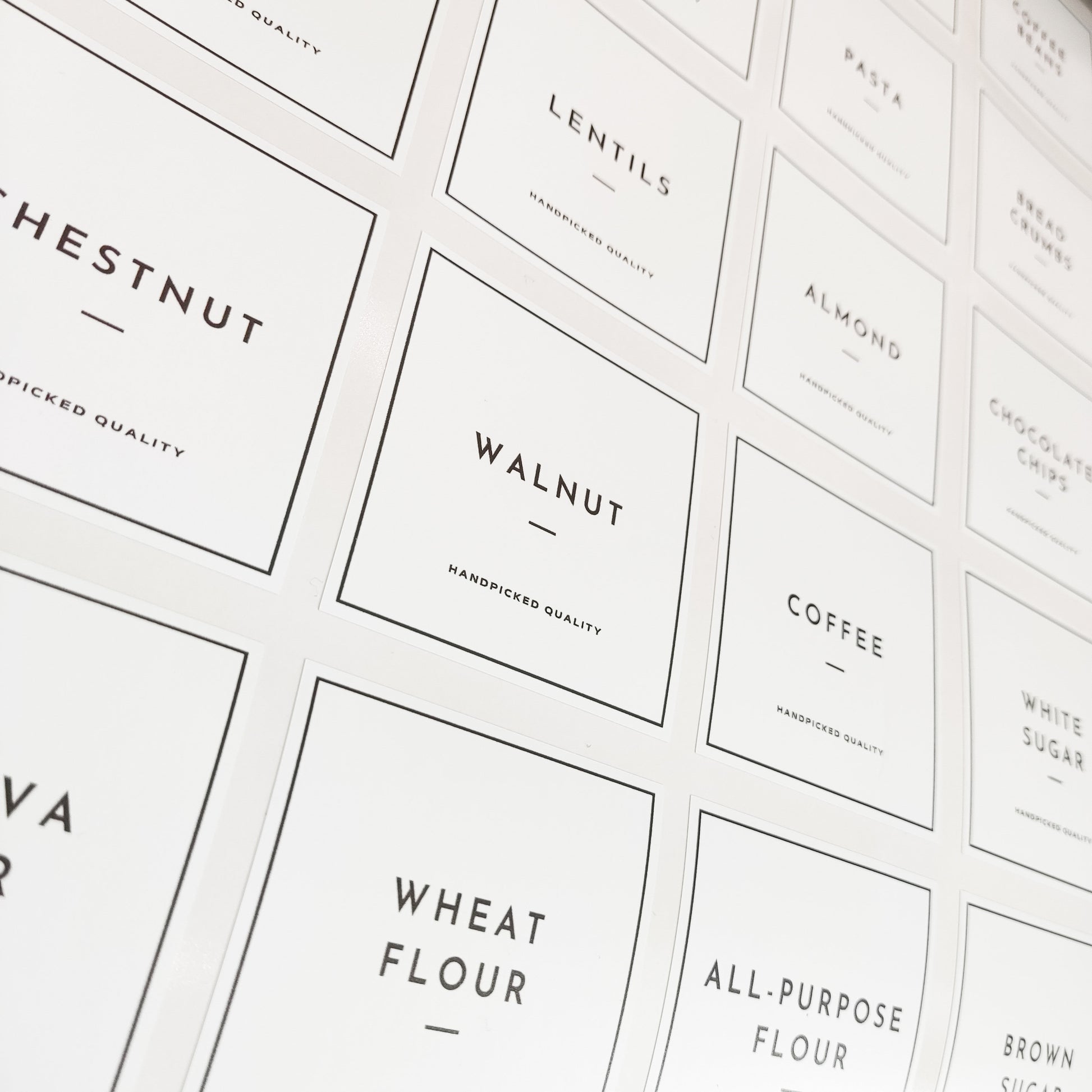 Kitchen Organisation Pantry Labels, Personalised Storage Stickers For Jars, Home Collection, White Modern Pasta Labels, Tea & Coffee Labels