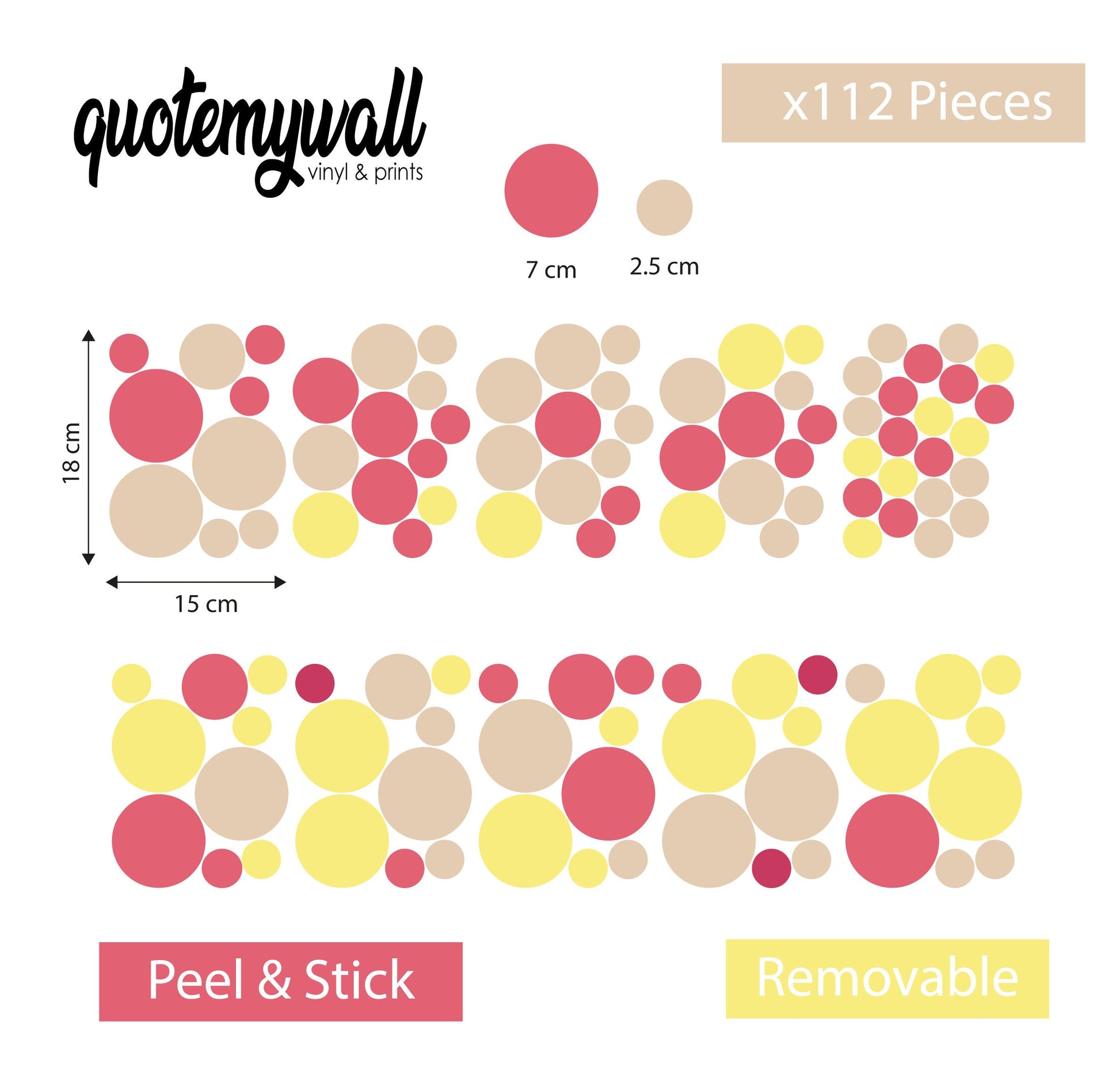 Mustard Pink Shades Polka Dot Wall Stickers For Kids Rooms Nursery Wall Decor For Girls Bedroom Peel & Stick Decals Home DIY