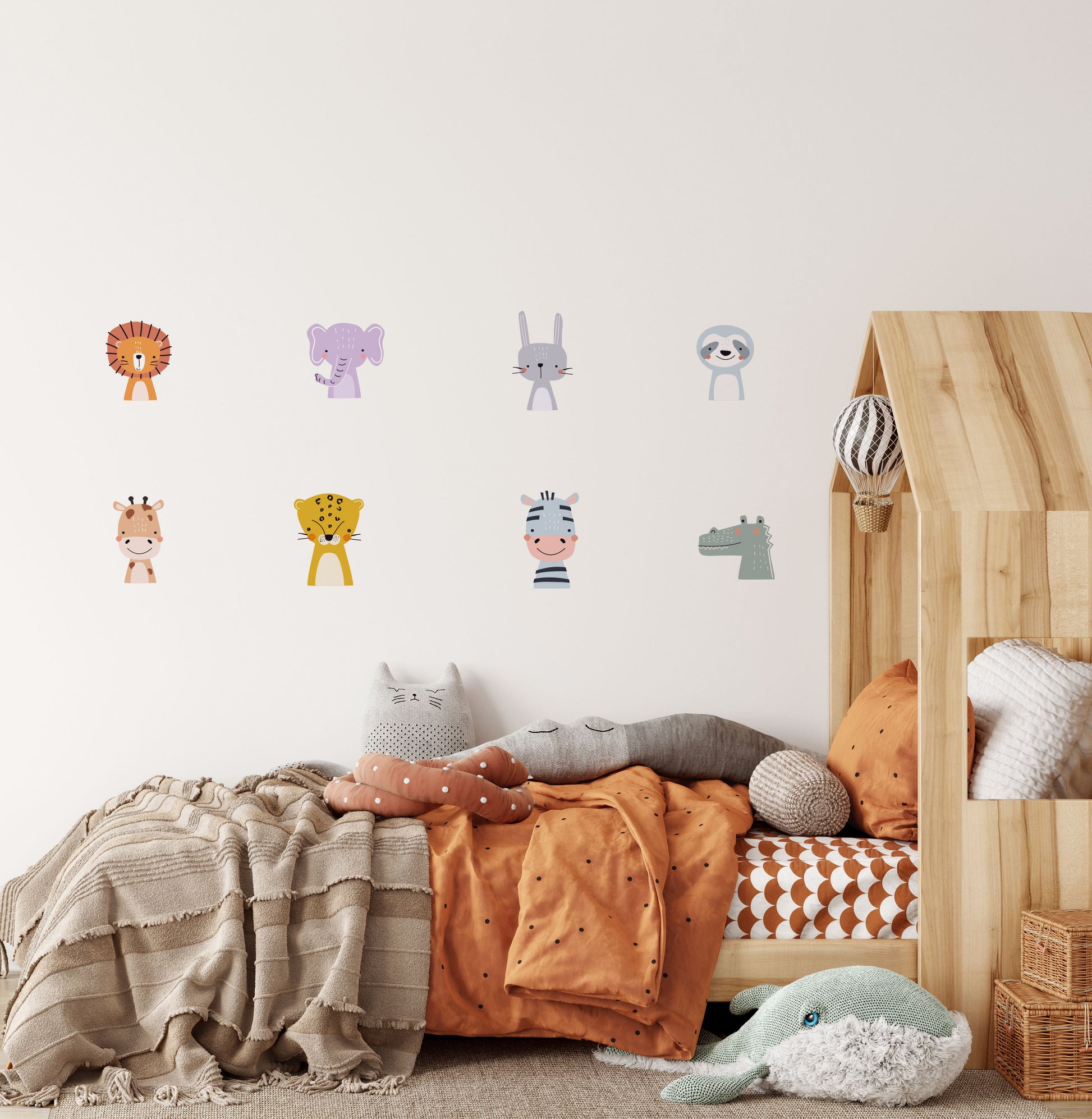 Safari Wall Stickers, Jungle Wall Stickers, Animal Wall Decals, Kids Stickers, Lion Zebra Croc Elephant Rabbit Sloth Zebra Giraffe Leopard