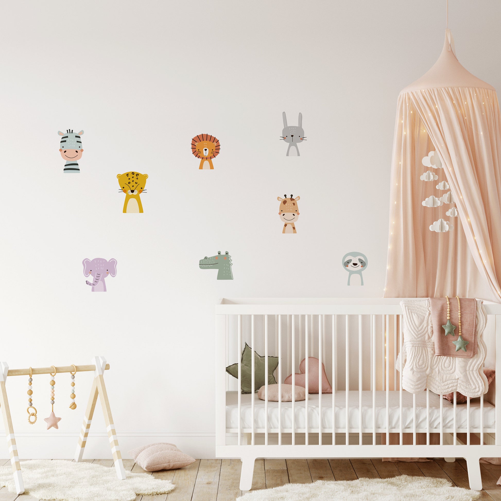 Kids Safari Wall Stickers, Jungle Wall Stickers For Children's Bedrooms, Cute Animal Wall Decals For Boys Girls Nursery Safari Wall Art