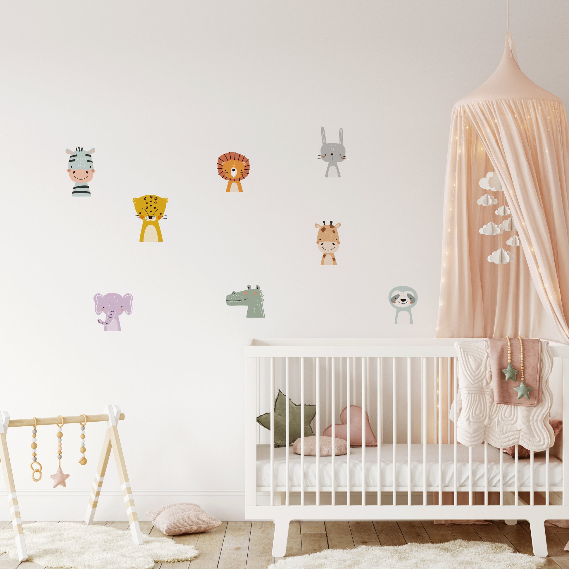 Safari Wall Stickers, Jungle Wall Stickers, Animal Wall Decals, Kids Stickers, Lion Zebra Croc Elephant Rabbit Sloth Zebra Giraffe Leopard