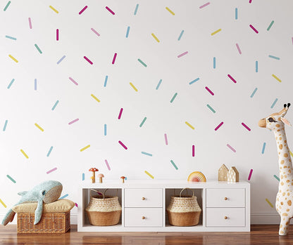 Colourful Sprinkle Confetti Wall Stickers For Home Nursery Kids Bedroom Pastel Decals Removable Pink Yellow Blue Purple