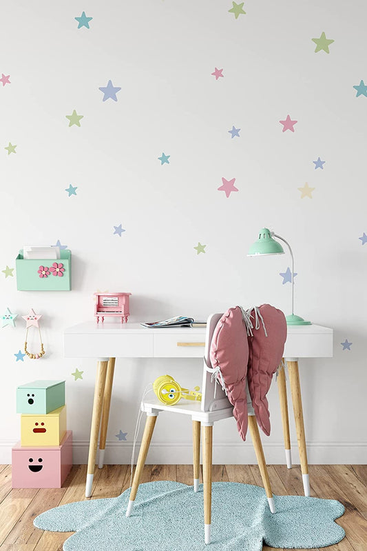 Pastel Stars Wall Stickers Decals For Baby Room Nursery Kids Wall Decals Decor Removable Stickers