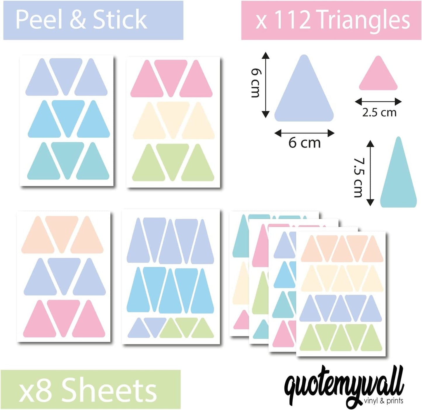 Pastel Triangle Wall stickers | Pastel Wall Decals For Children's Rooms Nursery Removable Stickers