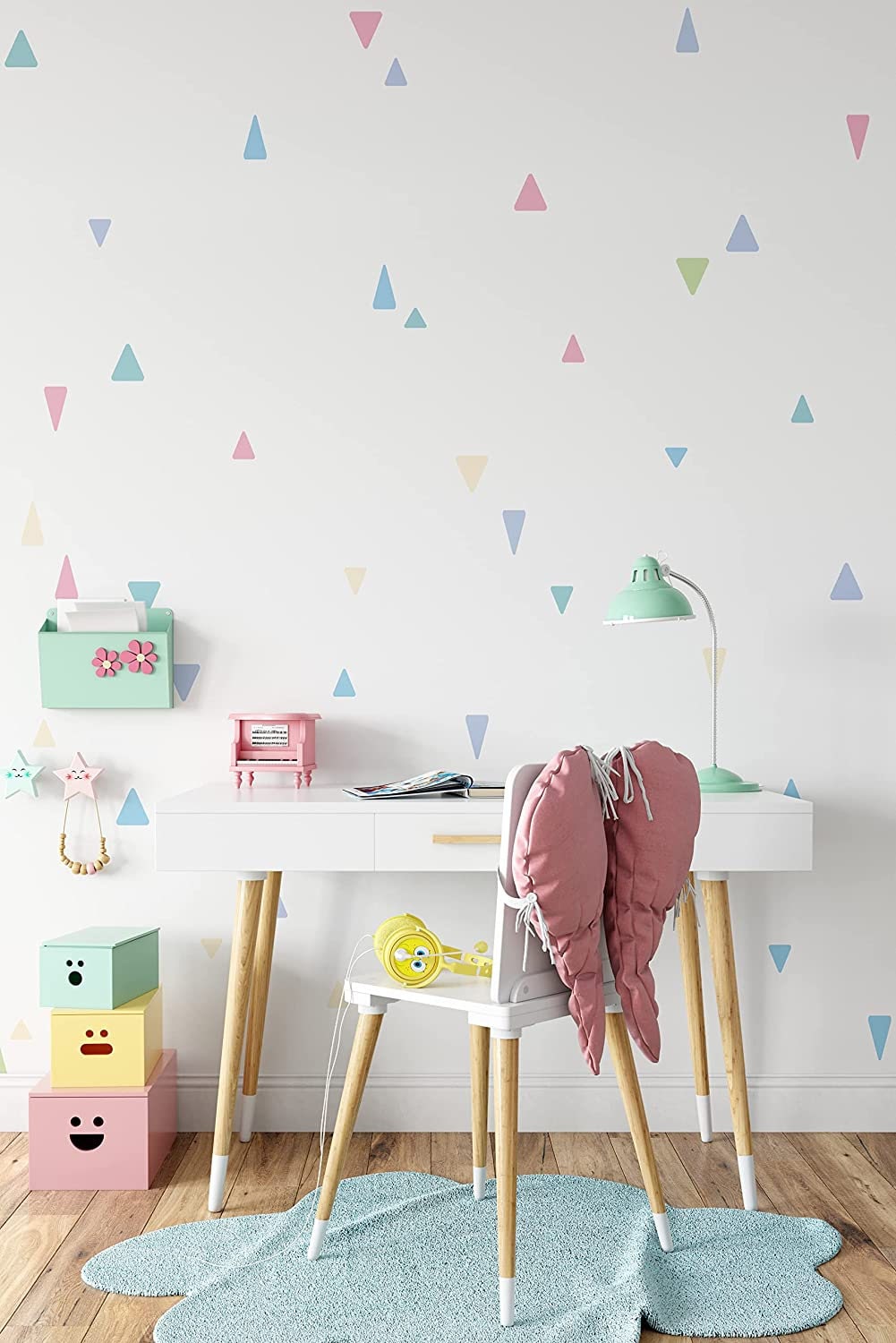 Children's Wall Stickers | Pastel Triangle Peel And Stick Removable Wall Stickers Decals