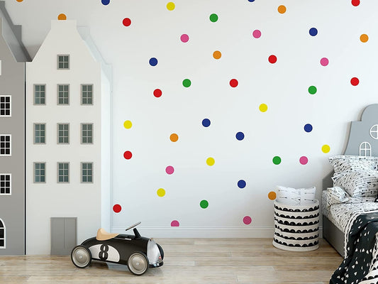 Colourful Polka Dot Wall Stickers | Wall Decals For Kids Rainbow Multi Colour Wall Decor
