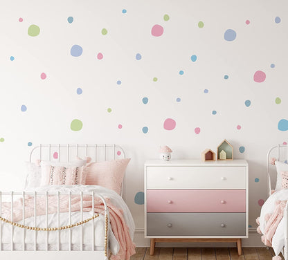 Pastel Colour Wall Stickers Polka Dots Spots Blobs Irregular Wall Decals For Nursery Rooms Childrens Bedroom Wall Decor