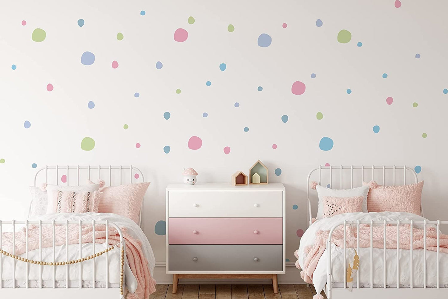 Pastel Colour Wall Stickers Polka Dots Spots Blobs Irregular Wall Decals For Nursery Rooms Childrens Bedroom Wall Decor