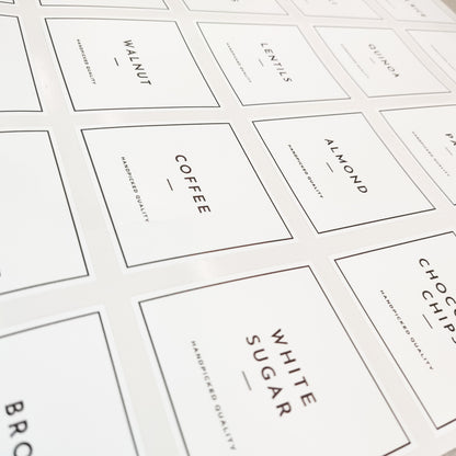 Kitchen Organisation Pantry Labels, Personalised Storage Stickers For Jars, Home Collection, White Modern Pasta Labels, Tea & Coffee Labels