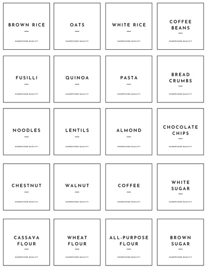 Kitchen Organisation Pantry Labels, Personalised Storage Stickers For Jars, Home Collection, White Modern Pasta Labels, Tea & Coffee Labels