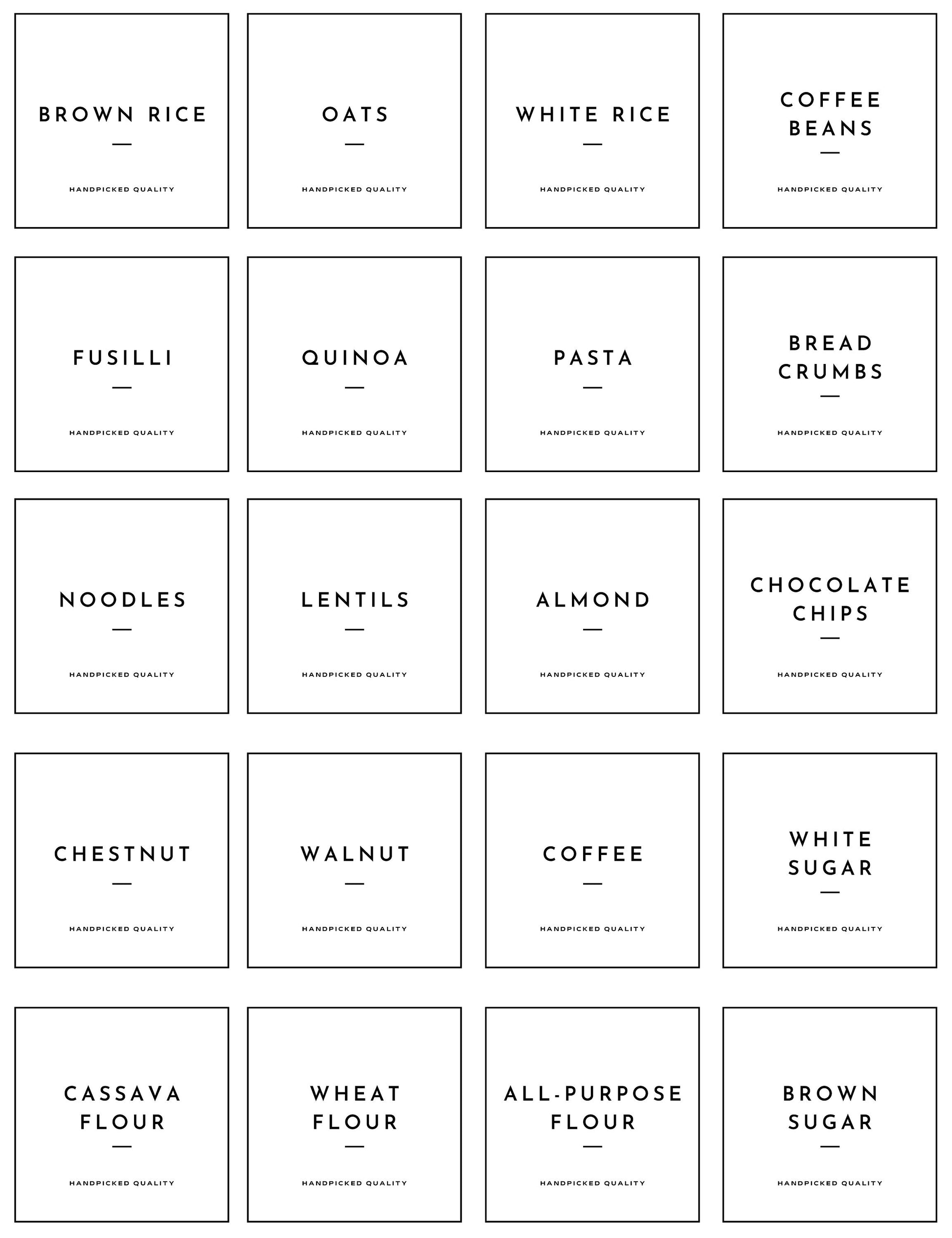 Kitchen Organisation Pantry Labels, Personalised Storage Stickers For Jars, Home Collection, White Modern Pasta Labels, Tea & Coffee Labels