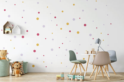 Mustard Pink Shades Polka Dot Wall Stickers For Kids Rooms Nursery Wall Decor For Girls Bedroom Peel & Stick Decals Home DIY